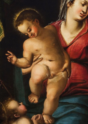 Tableaux et dessins Tableaux XVIe siècle - Vierge à l'Enfant et St. Jean Baptiste - Renaissance Italienne fin XVIe siècle
